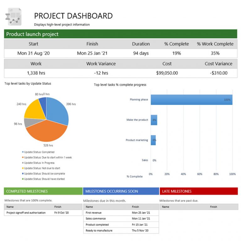 Microsoft Project Reporting Template - Project Learning